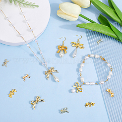 30個 15スタイル 合金 & 真鍮 & 304 ステンレス鋼リンク/コネクター  ちょう結びのリンク  ゴールドカラー  8~29.5x7.5~29x1.5~5mm  穴：1~2mm  2個/スタイル&nbsp;FIND-PH0024-72