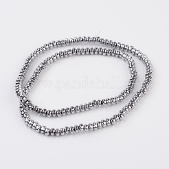 ロンデル電気メッキ非磁性合成ヘマタイトビーズ連売り  プラチナメッキ  4x2.5mm  穴：1mm  約159個/連  16.14インチ&nbsp;G-L436-01B