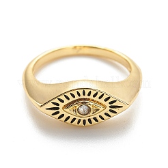 Clear Cubic Zirconia Horse Eye Finger Ring&nbsp;LS-RJEW-E058-01G-09