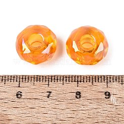 クリアアクリルヨーロピアンビーズ  ファセットロンデルラージホールビーズ  オレンジ  15x8mm  穴：4.7mm&nbsp;OACR-E033-25J