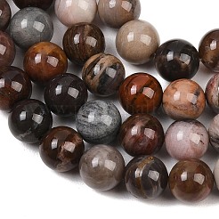 天然珪化木ラウンドビーズ連売り  8~9mm  穴：1mm  約43~47個/連  15インチ&nbsp;G-F266-08-8mm