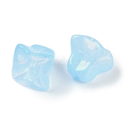透明スプレーペイントガラスビーズ  花  空色  10.5x10.5x10.5mm  穴：1.6mm&nbsp;GLAA-H035-03G