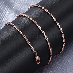 真鍮ツイストリンクバーチェーンネックレス  304ステンレススチール製カニカン付き  鉛フリー＆カドミウムフリー  長持ちメッキ  ラックめっき  ローズゴールド  17.72インチ（45cm）&nbsp;NJEW-D302-63RG