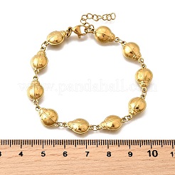 304ステンレススチール製てんとう虫リンクブレスレット（女性用）  イオンプレーティング（ip）  ゴールドカラー  7-1/8インチ（18cm）&nbsp;BJEW-K226-15A-G