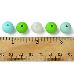 食品グレードの環境に優しいシリコーン焦点ビーズ 35 個  ラウンド  グリーン  12mm  穴：2mm  5色  7個/塩素  35個。&nbsp;SIL-FS0001-22F