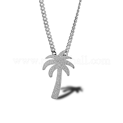 Hip Hop Stainless Steel Sandblasted Palm Tree Pendant Necklaces for Men&nbsp;DF1150-2