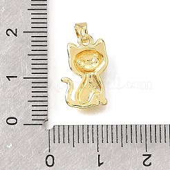真鍮チャーム  18KGP本金メッキ  長持ちメッキ  猫の形のチャーム  15.5x10x3.5mm  穴：5x3mm&nbsp;KK-B187-02A-01G
