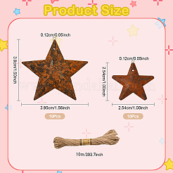 DIY スター ラスト アイアン & ジュート コード ペンダント デコレーション 作成キット  ミックスカラー  25.4~38x2~39.5x2~4mm&nbsp;DIY-YW0010-27