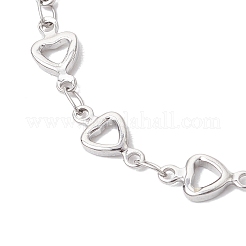 304ステンレススチール中空ハートリンクチェーンブレスレット女性用  ステンレス鋼色  6-1/4インチ（15.8cm）&nbsp;AJEW-JB01340-02