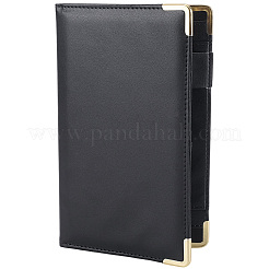 ポケット付きPUレザーサーバーブック  合金パーツ  長方形  ブラック  200x123x13mm&nbsp;AJEW-WH20020-629A