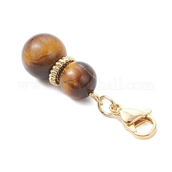 6Pcs 6 Styles Round Natural Green Aventurine & Yellow Jade & Carnelian & Amethyst & Tiger Eye & Rose Quartz Pendant Decoration&nbsp;HJEW-JM03913