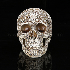 樹脂花頭蓋骨医療モデル彫像  ハロウィンの装飾  フローラルホワイト  200x135x160mm&nbsp;PW-WG24131-01