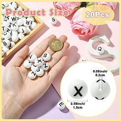 20個のシリコンビーズ  文字でのラウンド  文字x  15mm  穴：2mm&nbsp;SIL-SZ0003-38X