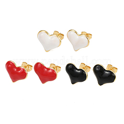 Brass Heart Stud Earrings&nbsp;EJEW-C152-05C