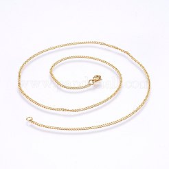 304ステンレススチールカーブチェーンネックレス  カニカン付き  ゴールドカラー  19.69インチ（50cm）  2x0.5mm&nbsp;MAK-L015-32F