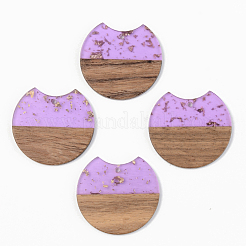 Transparent Resin & Walnut Wood Pendants&nbsp;RESI-S389-001A-B