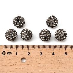 樹脂粘土ラインストーンビーズ  グレードA  ラウンド  PP 15  ブラックダイヤモンド  10mm  穴：1.8~2mm  6列ラインストーン  pp15（2.1~2.2mm）&nbsp;RB-C1438-10mm-A12
