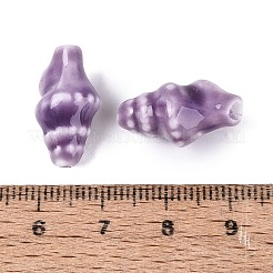 ヴィンテージの手作り磁器ビーズ  巻き貝の殻形状  アンティーク調の釉薬をかけたセラミックビーズ  ミディアム蘭  19.5~20.5x10~11x10~11mm  穴：1.6~1.8mm&nbsp;PORC-Q006-08H
