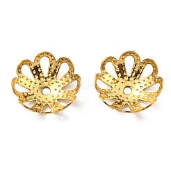 304ステンレススチールビーズキャップ  マルチ花弁  花  18KGP本金メッキ  9.5x3mm  穴：1mm&nbsp;STAS-G310-15G