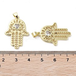 Rack Plating Hamsa Hand Brass Micro Pave Cubic Zirconia Pendants&nbsp;KK-E102-13G