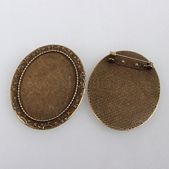 Vintage Alloy Brooch Cabochon Bezel Settings&nbsp;PALLOY-N0085-22AB-NF