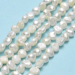 天然養殖淡水パールビーズ連売り  研磨両側  リネン  4.5~5x5.5x3mm  穴：0.7mm  約80個/連  14.17''（36センチメートル）&nbsp;PEAR-A005-07C-01-X