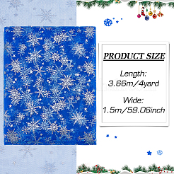スノーフレーク柄ナイロン生地  服飾材料  ブルー  150cm&nbsp;DIY-WH0084-85B