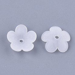 5枚の花弁透明アクリルビーズキャップ  艶消し  花  透明  17x18x5mm  穴：2mm&nbsp;X-FACR-T001-12