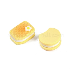 樹脂カボション  花の入ったサンドイッチビスケット  砂茶色  13.5~18x14.5~24x10.5~11.5mm&nbsp;RESI-H166-12