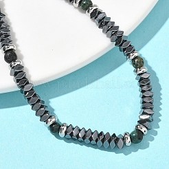 Natural African Turquoise(Jasper) & Non-magnetic Synthetic Hematite Beaded Bracelets for Women&nbsp;BJEW-Z148-03P-05