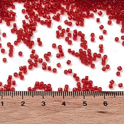 透明な色のガラスシードビーズ  シリンダー  暗赤色  2x2mm  穴：1mm&nbsp;SEED-S042-11B-10