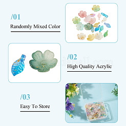 200Pcs 2 Styles Acrylic Leaf Charms & Flower Bead Caps Sets&nbsp;MACR-TA0002-91