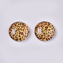 ガラスカボション  ヒョウ柄の半円形  ゴールデンロッド  12x4mm&nbsp;LS-GLAA-WH0015-09I