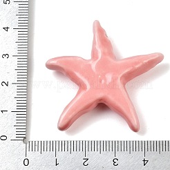 手作りの陶器ビーズ  ヒトデ  光沢釉の磁器  ピンク  39.5~40x41.5~2x10~10.5mm  穴：2mm&nbsp;PORC-Z007-08D