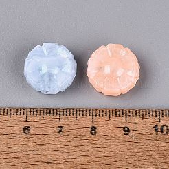 光沢のあるツートンカラーの透明アクリルビーズ  花  暗闇で光る  グリッターパウダー付き  ミックスカラー  16x7mm  穴：2mm  約490個/500g&nbsp;OACR-Q199-46