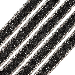 ラインストーンリボンのトリミングの修正  マスクと衣装のアクセサリー  ブラック  12x2mm&nbsp;DIY-TAC0051-002B-1