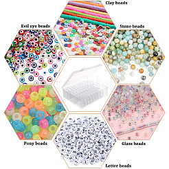 長方形のプラスチック製オーガナイザー収納ボックス、ミニスクエアネイルアート小物ケース30個付き  ホワイト  21.9x18.1x5.15cm&nbsp;CON-PA0001-09