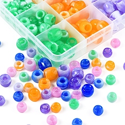 265個15スタイルアクリルヨーロピアンビーズ  天然石風  大穴ビーズ  バレル  ミックスカラー  9~11.5x6~11mm  穴：4~6mm&nbsp;MACR-YW0001-67