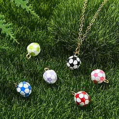 6本6色合金エナメルペンダント  サッカーのチャーム  ゴールドカラー  ミックスカラー  15x10mm  穴：1.8mm  1pc /カラー&nbsp;ENAM-CJ0007-62