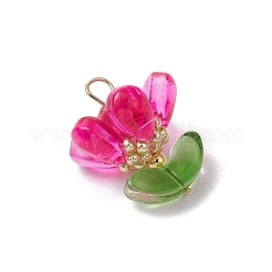 真鍮ガラスの花のペンダント  カメリア  22x18.5x18.5mm  穴：3.5x3.5mm&nbsp;PALLOY-MZ00630-04