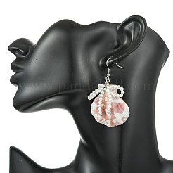 Natural Scallop Shell Dangle Earrings&nbsp;EJEW-TA00813