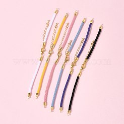 6個6色のナイロンコードブレスレット、コネクタチャームに最適  真鍮の金具と304ステンレススチールのロブスタークロウ留め金付き  長持ちメッキ  ミックスカラー  6-1/2~6-3/4インチ（16.5~17cm）  穴：1.8mm  1pc /カラー&nbsp;AJEW-FS0001-38