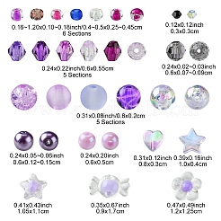 DIY アクリル & シード ビーズ ストレッチ ブレスレット作成キット  パープル  3~12x0.8~17x0.8~8.5mm  穴：0.7~2.5mm&nbsp;DIY-YW0008-80