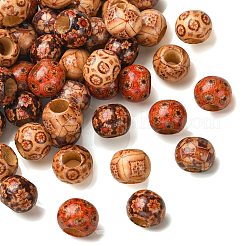 50Pcs 5 Colors Printed Wood Beads&nbsp;WOOD-CJ0002-72