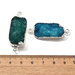 天然染色水晶リンクコネクタチャーム  真鍮パーツ  長方形  銀色のメッキ  ミックスカラー  29.5~41x14.5~15.5x6.5~9.5mm  穴：2.5mm&nbsp;G-K189-02S