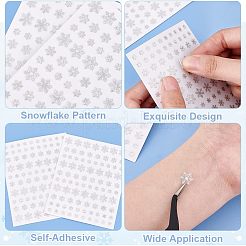 女性用ペット用プラスチック粘着式顔用グリッターステッカー（メイク用）  顔ボディ装飾  雪の結晶模様  約60 mm幅  長さ115mm  厚さ0.1mm  ステッカー：7~14x7~14mm&nbsp;DIY-OC0009-95B