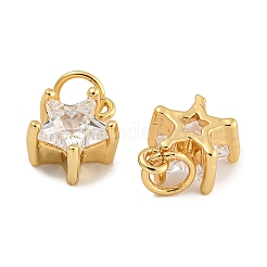 Rack Plating Brass Micro Pave Clear Cubic Zirconia Charms&nbsp;KK-U030-02G