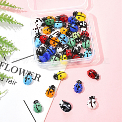 40pcs Ladybug Handmade Lampwork Beads Strands&nbsp;LAMP-FS0001-53B