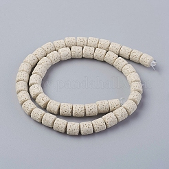天然溶岩岩ビーズ連売り  染め  コラム  ベージュ  8~8.5x8~8.5mm  穴：2mm  46個/連  15.35インチ（39 cm）&nbsp;G-F671-04A-02