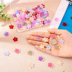 130個 13色透明スプレーペイントガラスビーズ  花  ミックスカラー  15.5x16x3.5mm  穴：1.8mm  10個/カラー&nbsp;GLAA-TA0003-22
